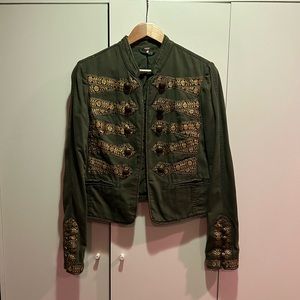 Free People green embellished military jacket 💚